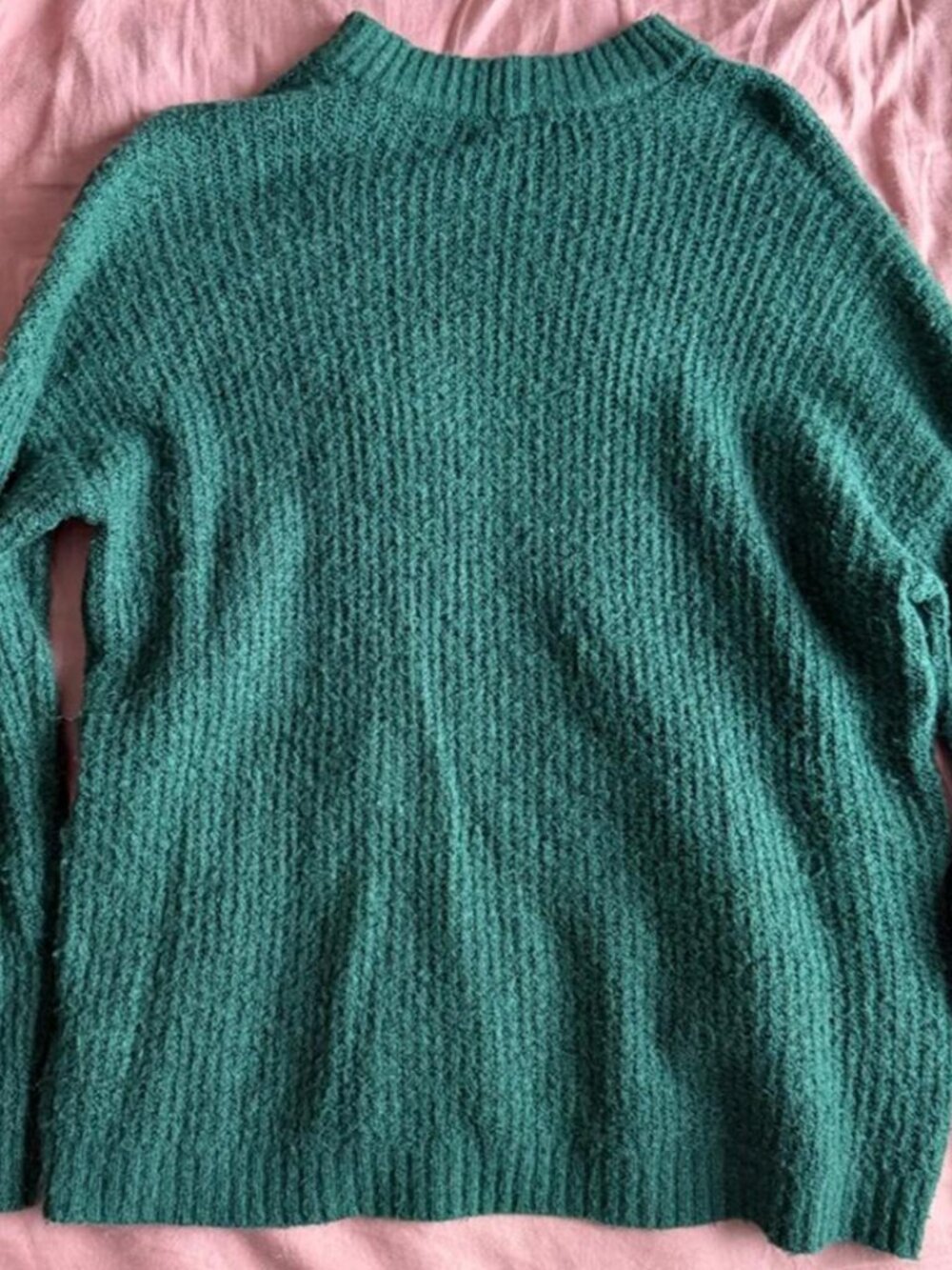 Forest Green Mock Neck Oversized Thick Ribbed Knit Sweater
